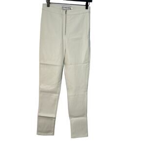 Ivyrevel Womens Size 6 Faux Leather Skinny Trousers Pants Off White Zipper NWT